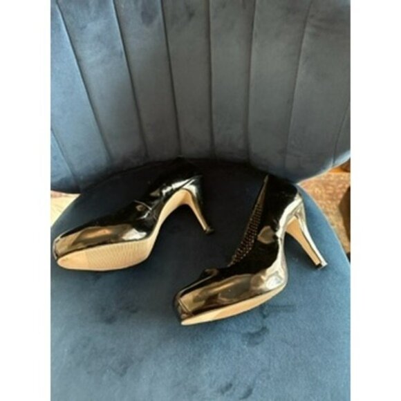 Madden Girl Black Patent Leather‎ Pumps Classic Heels Shoes Women's 7.5 - Picture 3 of 15